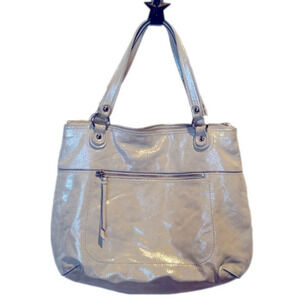 Coach soft leather Silver Shoulder Bag 18”W x 11”H x 3”D